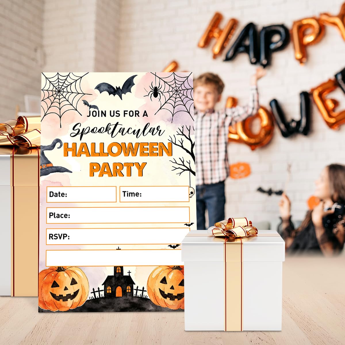 UDNADKEX Halloween Costume Party Invitations Set of 20, 4"x6" Invites Card