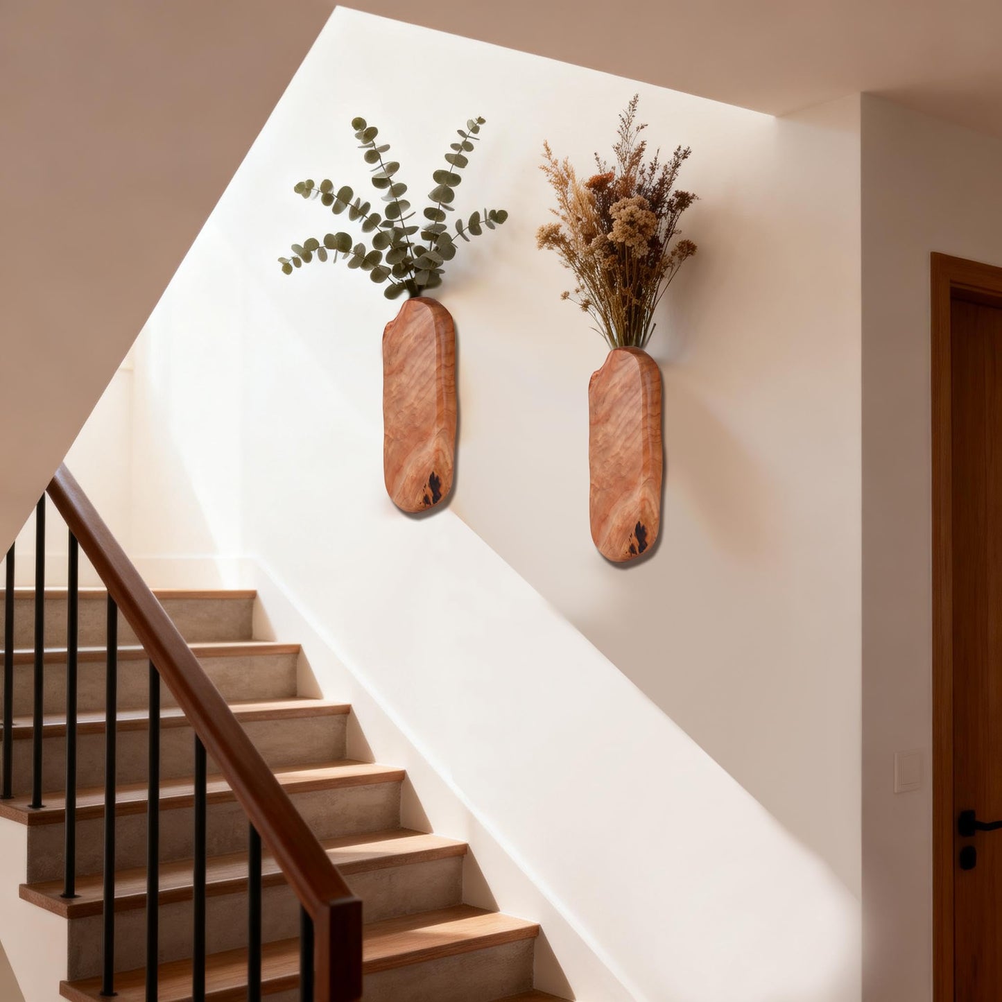 Wenrulgar Flower Vase Pots Wall Planters Holder for Indoor Plants Hanging Planters Wall Vase Wooden Plant Hanging Farmhouse Wall Art Decor for for Entryway Hallway Bathroom Living Room, Dining Room