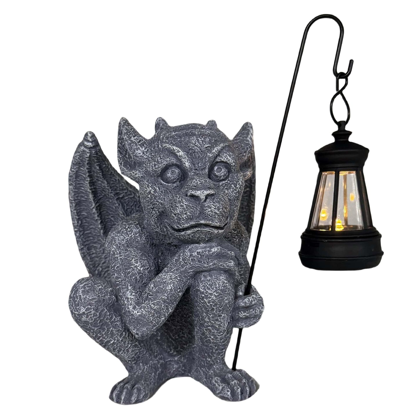 memeyou Gargoyle Statues Outdoor with Solar Lantern Gothic Garden Lamp Decor Outside Dragon Winged Gargoyle for Porch Patio Lawn Yard Ornament Trolls Figurine Gifts for Women Mom Grandma