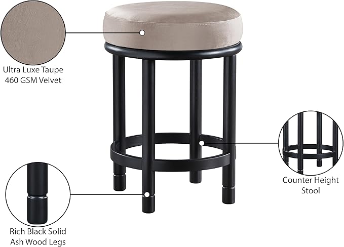 Meridian Furniture 977Taupe-C Monette Collection Art Deco Counter Stool