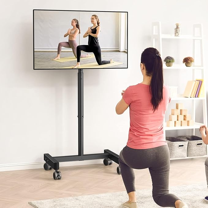 Perlegear Rolling TV Stand, Mobile TV Stand on Wheels