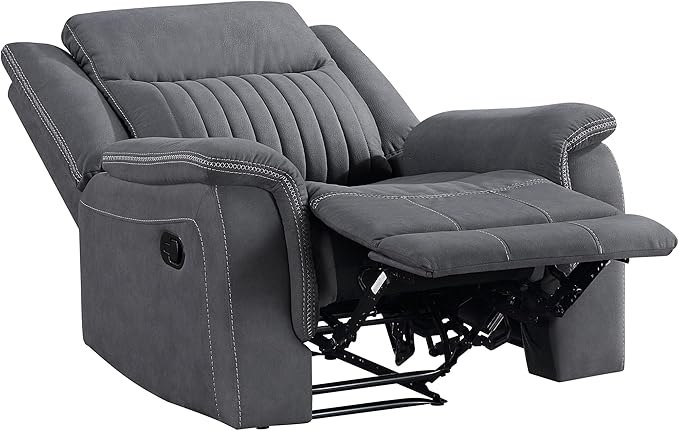 Lexicon Manual Recliner Chair, Polished Microfiber Reclining Sofa Chair