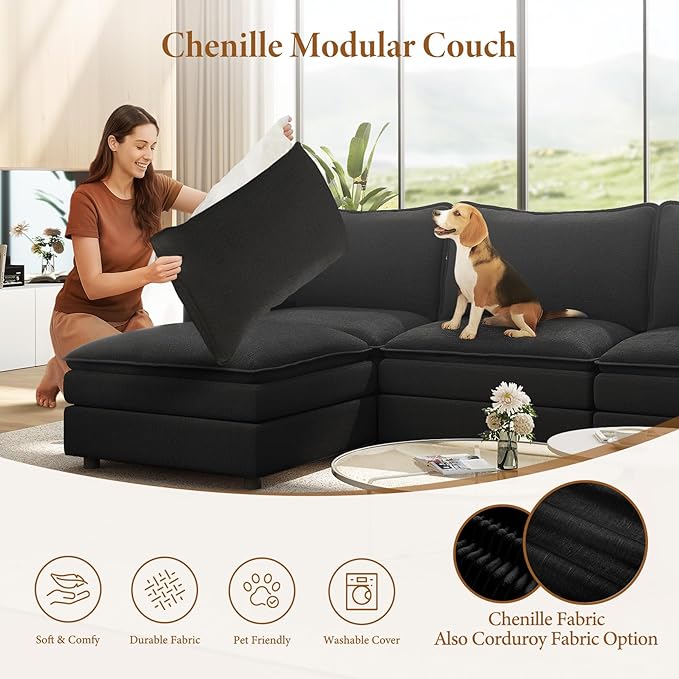 Vesgantti 142" Oversized Sectional Sofa Bed, 8-Seater Modular Sleeper Cloud