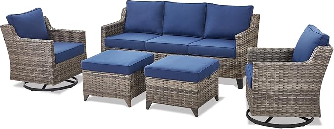Outdoor Patio Furniture Set-5 Pieces All-Weather Wicker Outdoor Furniture