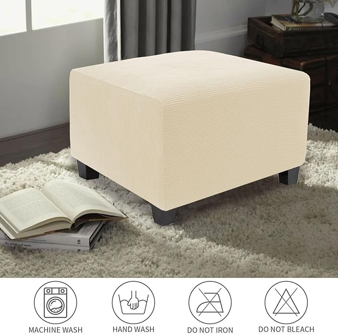 NeColorLife Stretch Ottoman Cover Square Oversized Soft Knitted Jacquard Thick