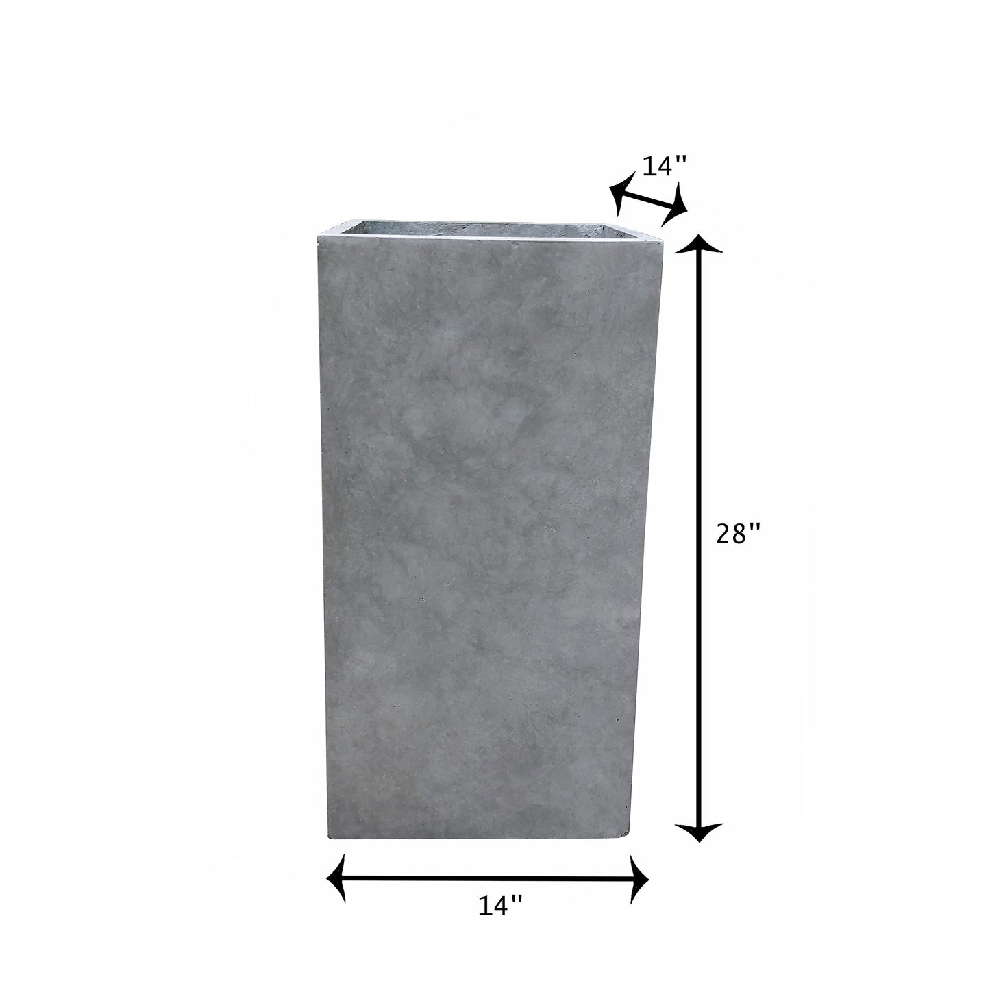 28" H Square Natural Concrete/Fiberglass Indoor Outdoor Modern Seamless Tall Planter