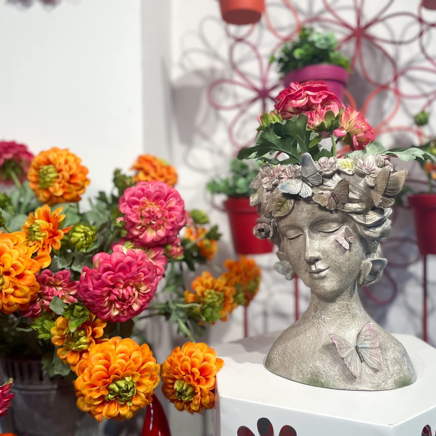 LC LCdecohome Face Flower Pot Head-Planters Succulent - 10 Inch Garden Resin Face Planter with Drainage Hole for Indoor and Outdoor Plant 7.75 * 6.75 * 10 Inch