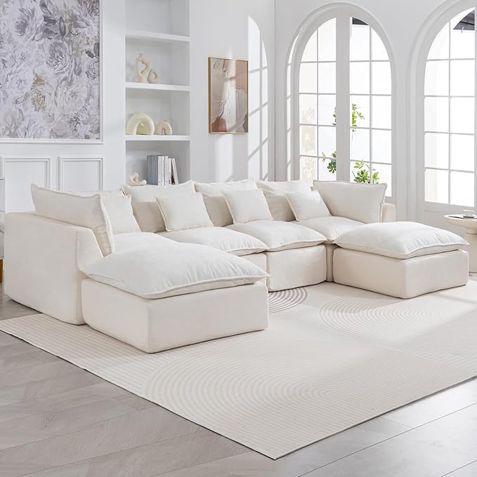 Boneless Couch Sectional Cloud Couch 130'' Oversized Modular Sectional Sofa