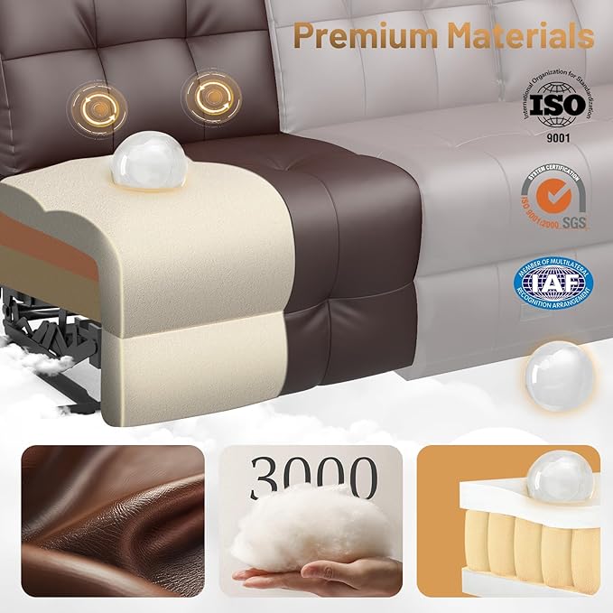 3-Seater Loveseat Recliner Sofa, RV Wall Hugger Home Theater Seating Reclining