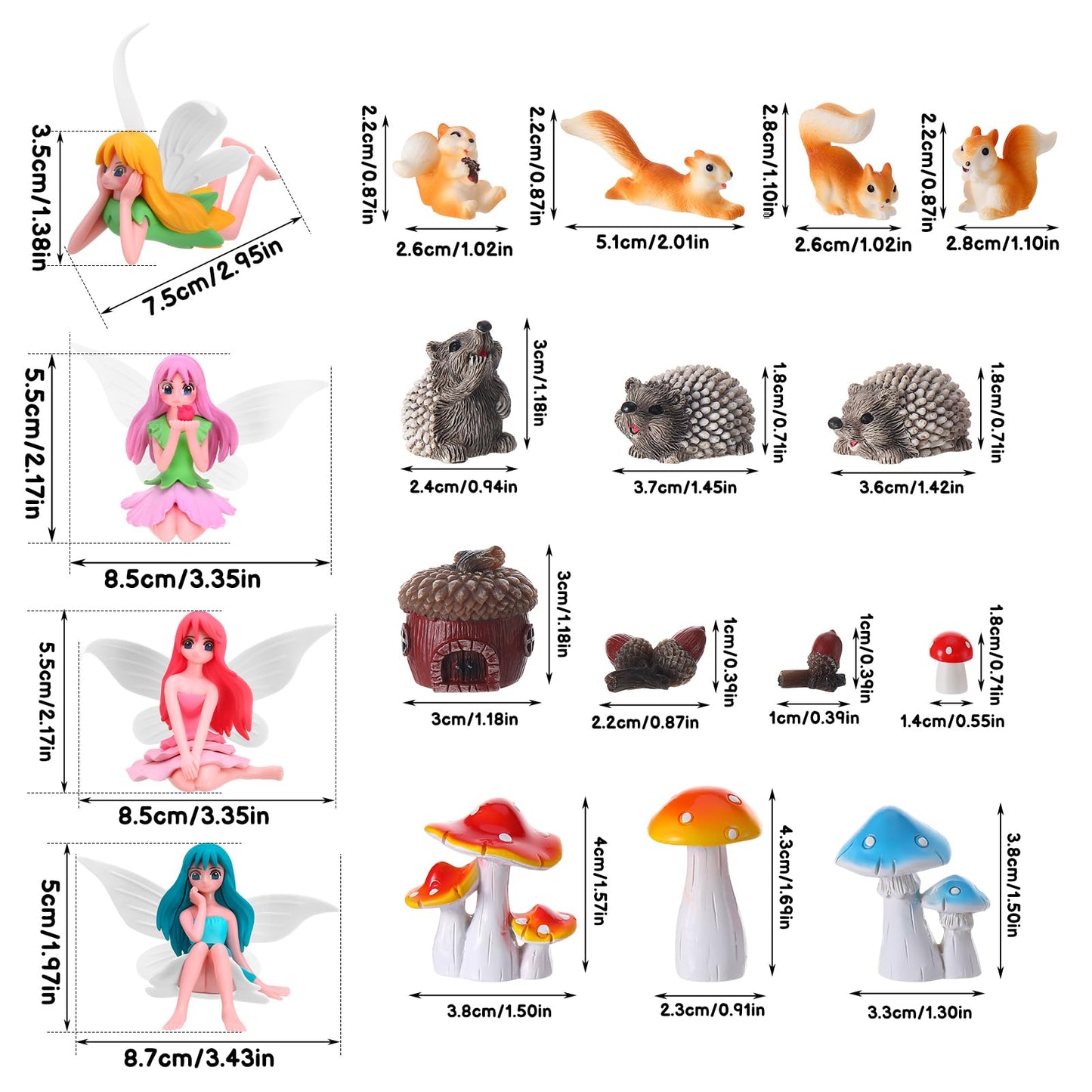 GGSTDDUP 20Pcs Fairy Garden Accessories, Miniature Garden Ornaments Landscape Decorations Mini Fairy Figures Animal Plant Set for DIY Terrarium Potted Plants Dollhouse Desk Decor