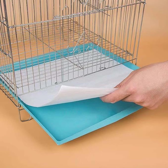 100 Sheets Bird Cage Liner Papers, Disposable Bird Cage Paper Liners, Cuttable Pet Animal Cages Cushion, Precut Absorbent Bird Paper for Bird Parrot Small Animal, 9.8'' X 13.8''