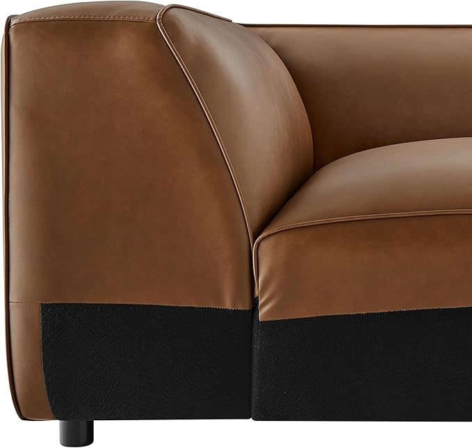 Modway Auren Vegan Leather Corner Modular Chair in Coffee