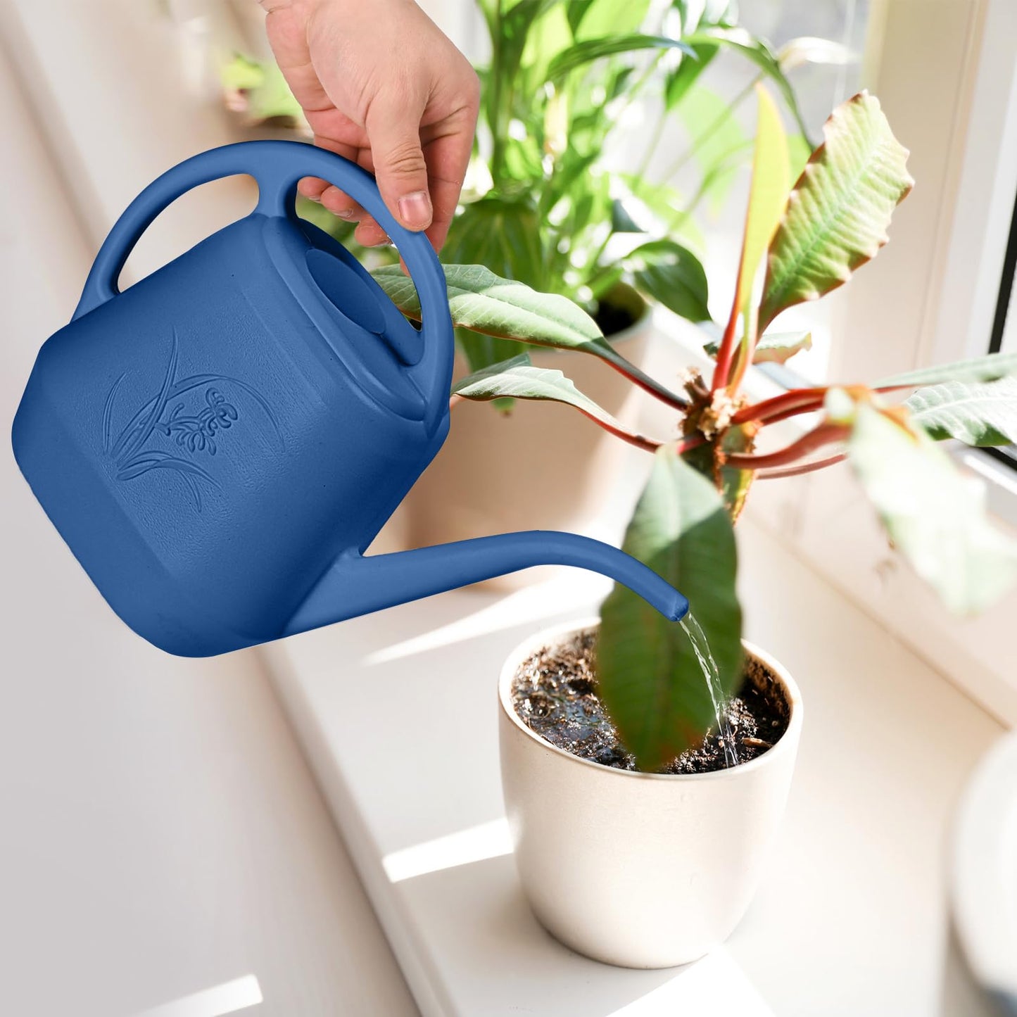 TTAOE GN Grip Watering Can - for Home Plant Garden - 1 Gallon - Navy Blue