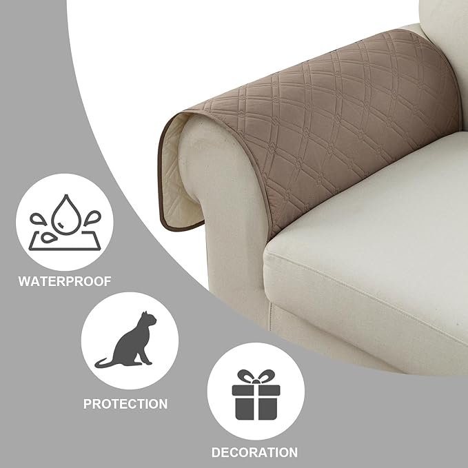 Genina Sofa Armrest Cover, Anti-Slip Armchair Slipcovers