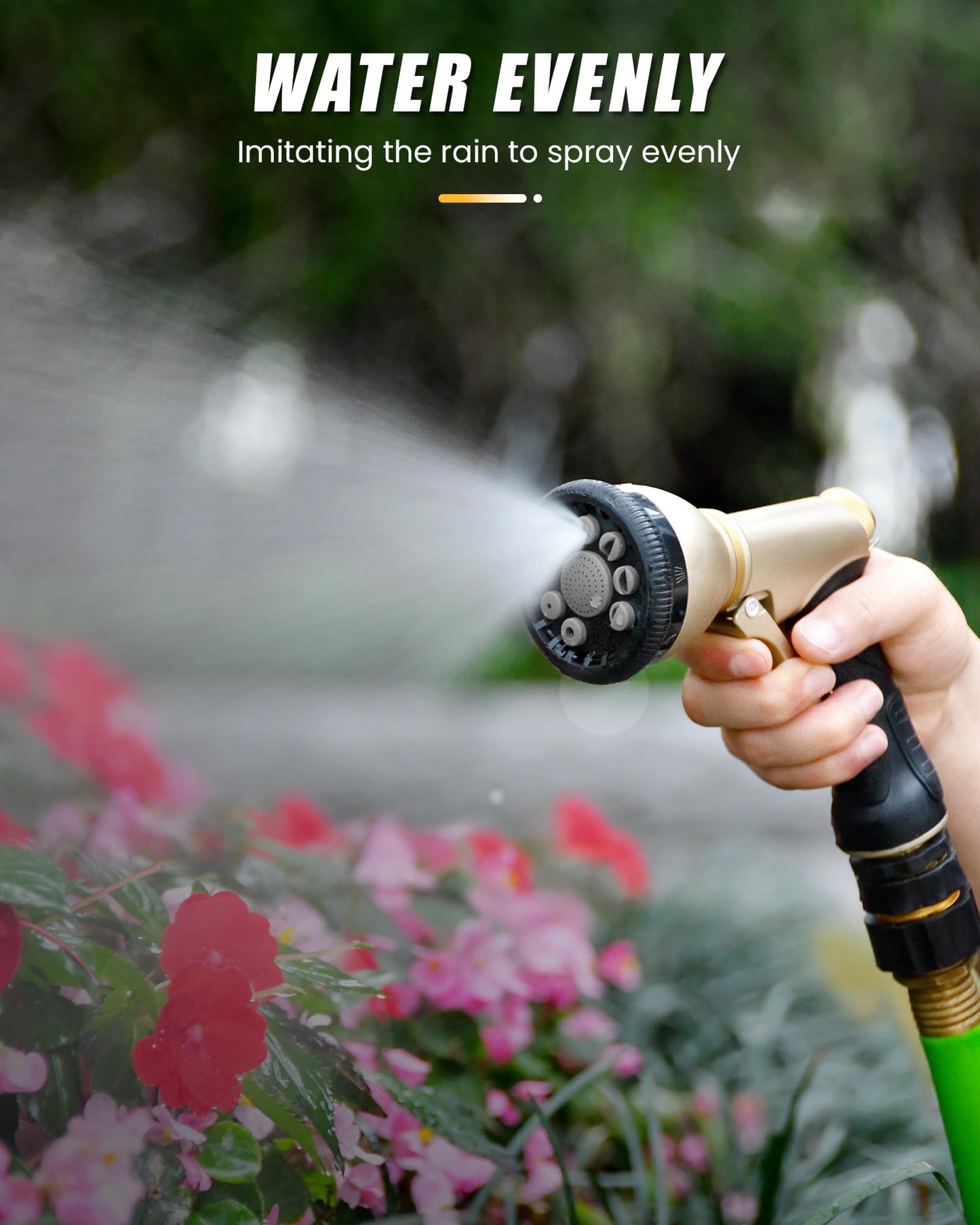 RAINPOINT Garden Hose Nozzle, Hose Sprayer Nozzle with 9 Spray Patterns, High Pressure Water Hose Nozzle Heavy Duty Metal Hand Sprayer, Watering Plants and Lawn, Car Washing, Pet Showering,Grey 2pcs