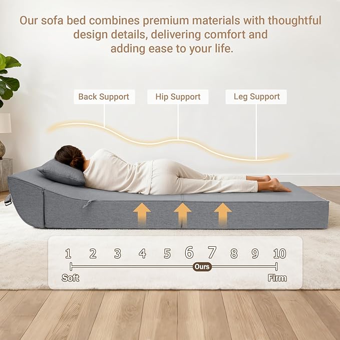 BeBen Folding Sofa Bed Chair, Convertible Sleeper Chair Futon Couch, Foldable
