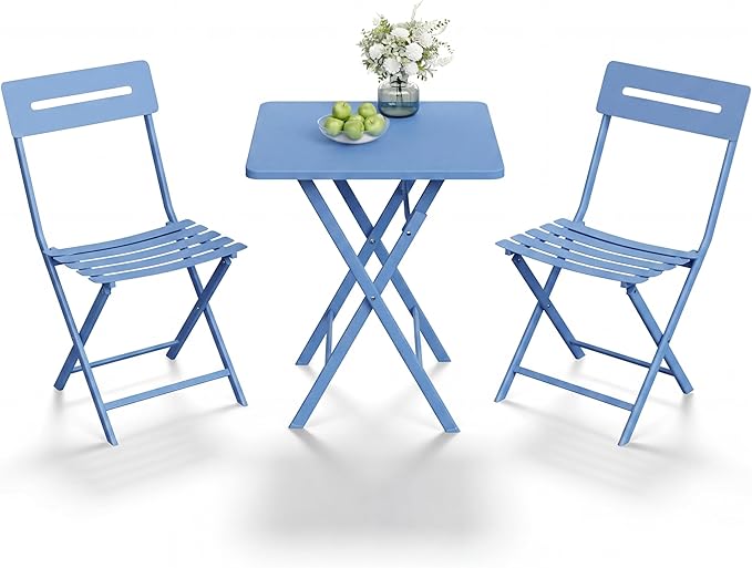GarveeTech 3-Piece Folding Bistro Set, Heavy Duty Outdoor Patio Furniture