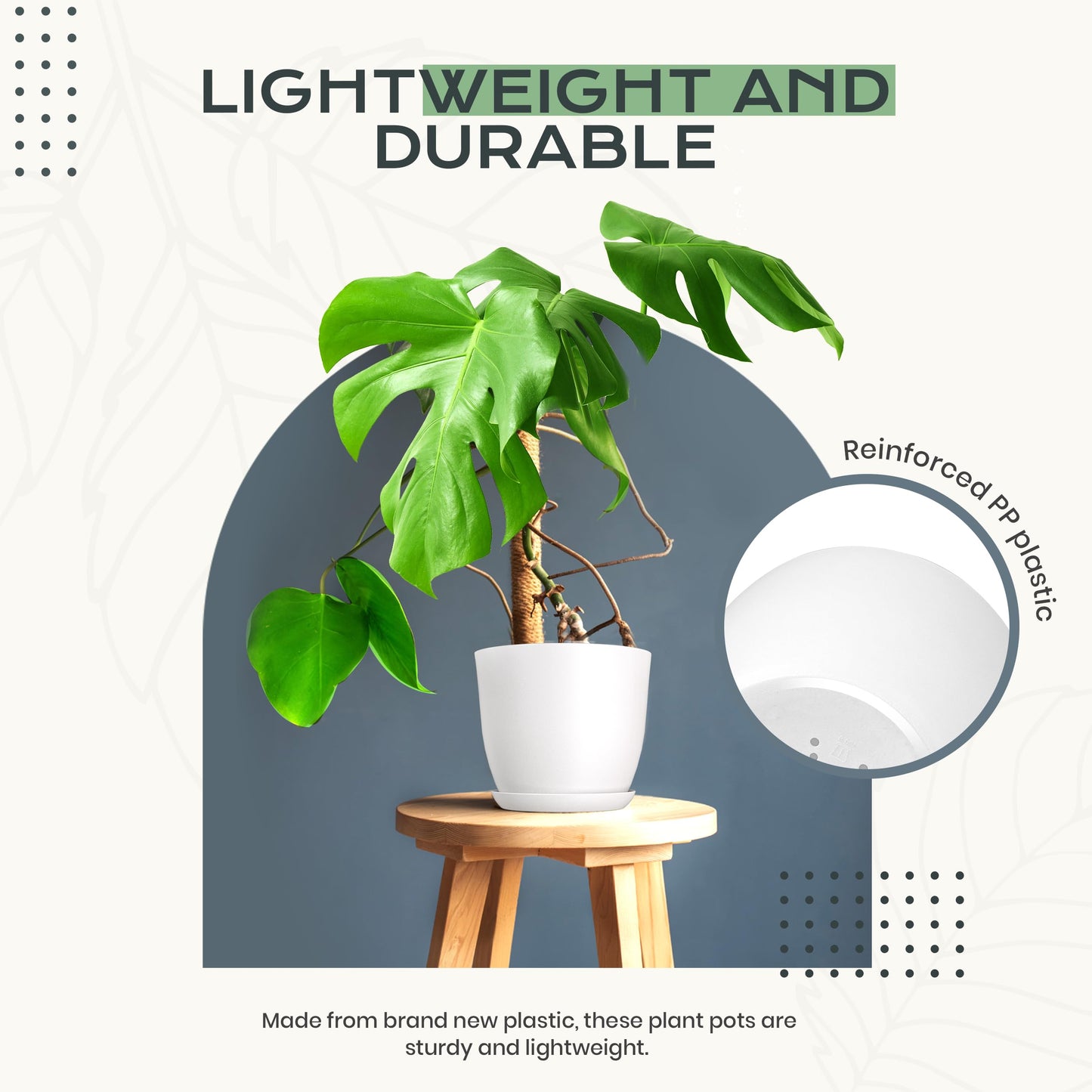 Utopia Home - Plant Pots Indoor with Drainage - 7/6.6/6/5.3/4.8 Inches Home Decor Flower Pots - Pack of 10 Plastic Planters for Indoor Plants, Cactus, Succulents Pot - Grey