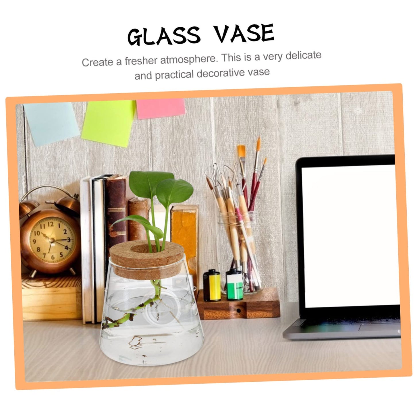 UTHCLO 2Pcs Clear Glass Desktop Vases for Hydroponics Plants Smooth Terrarium Planter Jars for Office Home Garden Decoration