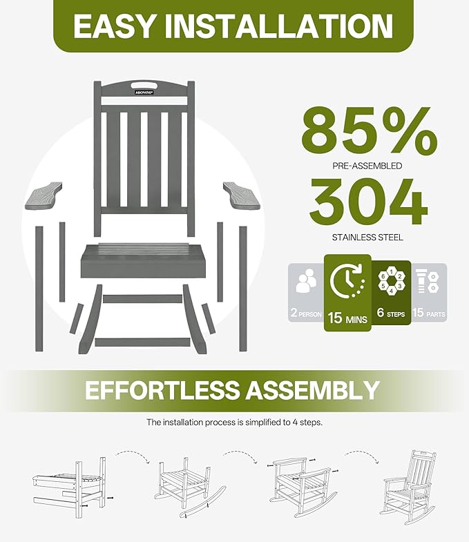Outdoor Adirondack Rocking Chairs All-Weather HDPE Patio Rocker Chair