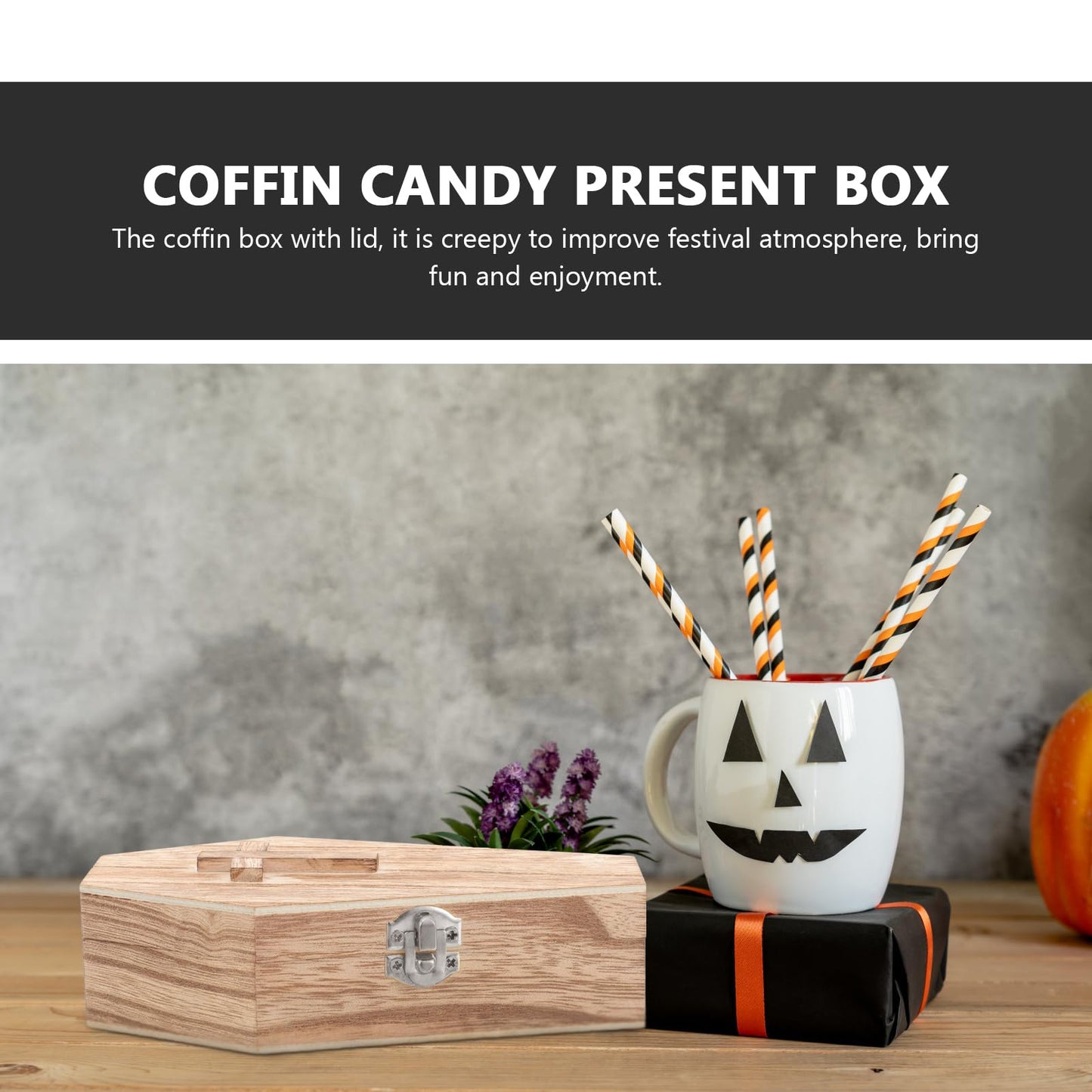 balacoo Mini Wooden Coffin Box 7in Unfinished Pine – Creepy Halloween Decor & Pet Keepsake Casket for Gothic Jewelry Display, Spooky Party Favor Tray, Cosplay Prop