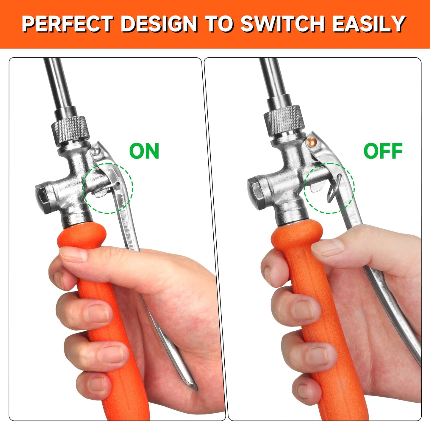 All Metal 44 Inches Replacement Sprayer Wand, 1/4" & 3/8" Brass Barb Sprayer Wand Replacement Built-in Shut Valve Stainless Steel Sprayer Wand. (All Metal Sprayer Wand)
