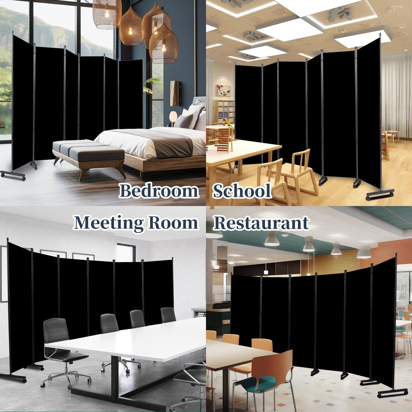 Room Divider 6 Panel-132''Wide Folding Privacy Screen,Large Partition Wall