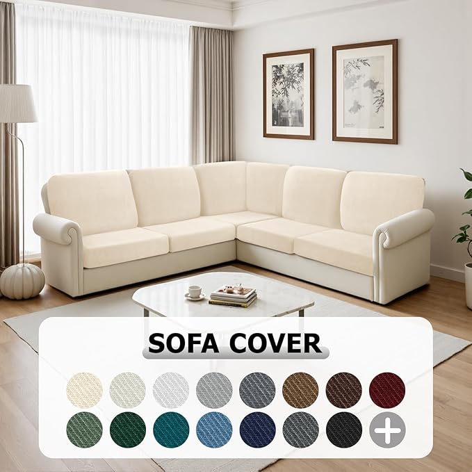 Arfntevss Velvet Sectional Couch Covers L Shape Couch Cushion Covers Slipcovers