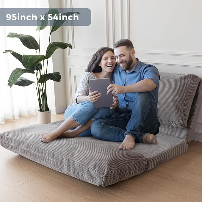 MAXYOYO Folding Sofa Bed, Extra Thick and Long Floor Sofa Convertible Sleeper