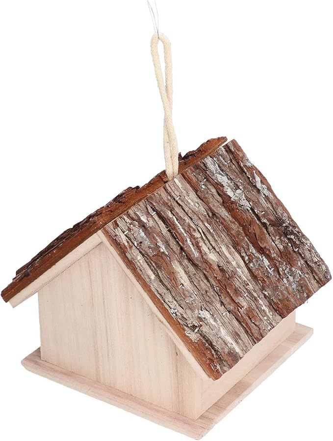 Bird Nest, Wooden Hanging Outdoor Bird Nest with Perch Rustic Bird Nest Box for Bluebirds, Chickadees, Hummingbirds, Swallows, and Other Birds.