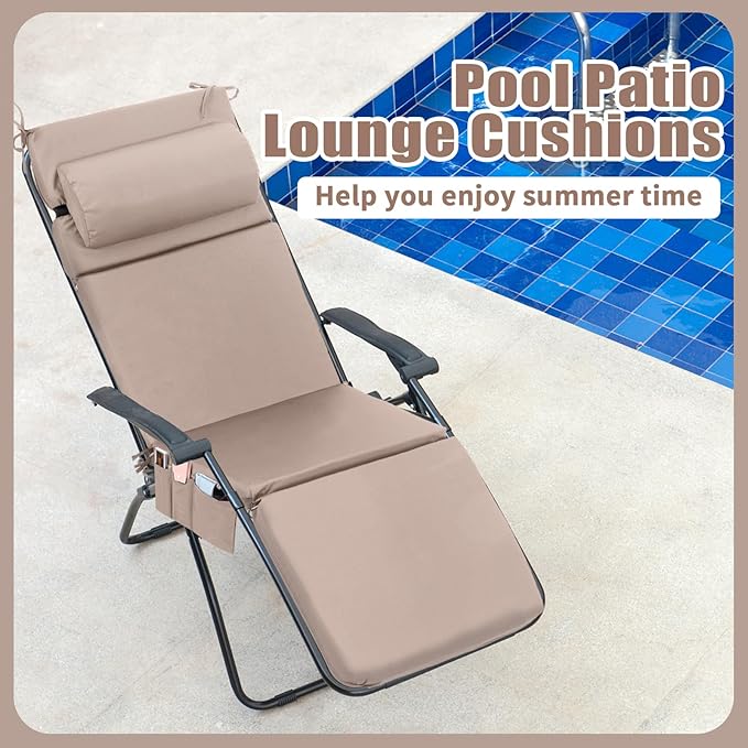 Wenqik 2 Pcs Outdoor Chaise Lounge Cushion