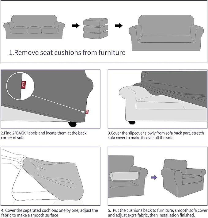 ZNSAYOTX 2 Piece Chair Covers for Living Room