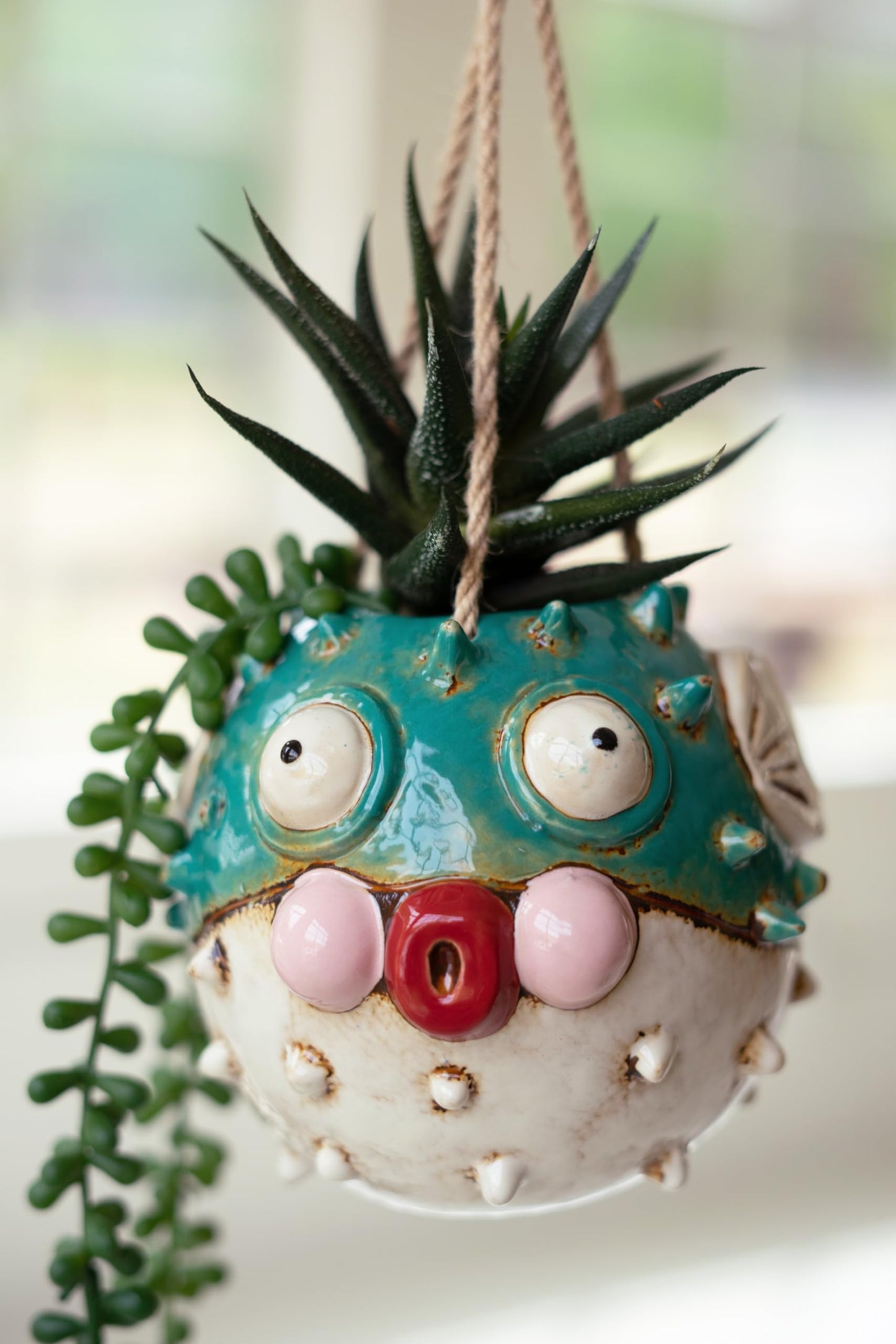 Hanging Blowfish Planter (Min 2) in Ceramic by Kalalou