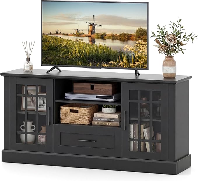 Giantex Farmhouse TV Stand for 65/70 Inch TV, Tall Entertainment Center