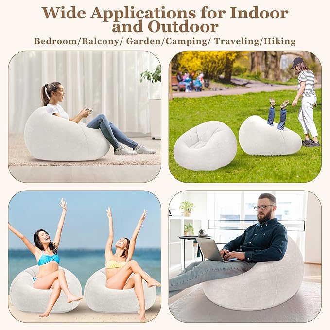 Realspring Inflatable Bean Bag Chairs Outdoor Blow up Camping Chairs Inflatable