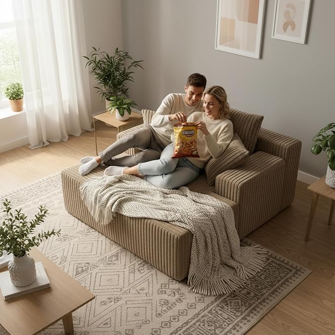 Sytopia Chaise Lounge with Armrests, Oversized Sofa Bed with 3 Pillows