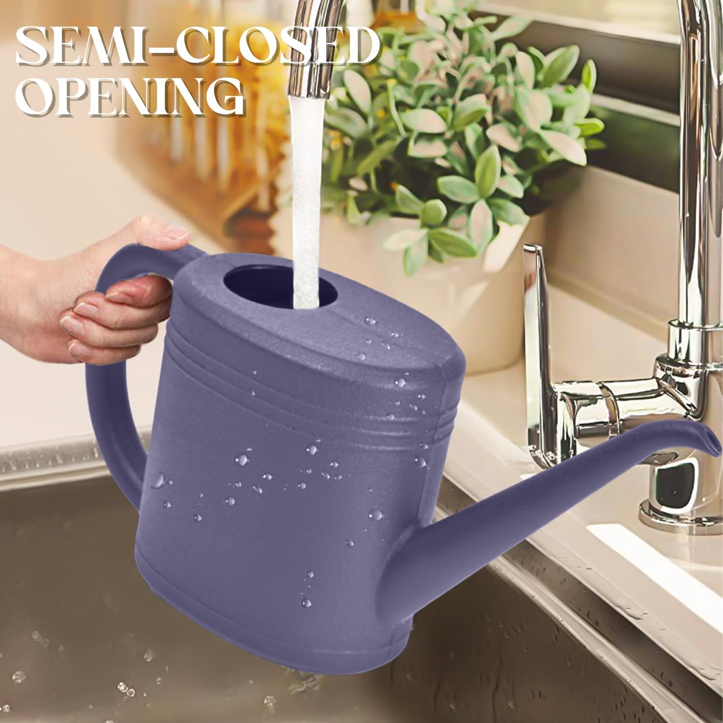 VKPLITE Grip Watering Can for Garden Indoor Plants Outdoor Plant House Flower - 1/4 Gallon - Purple