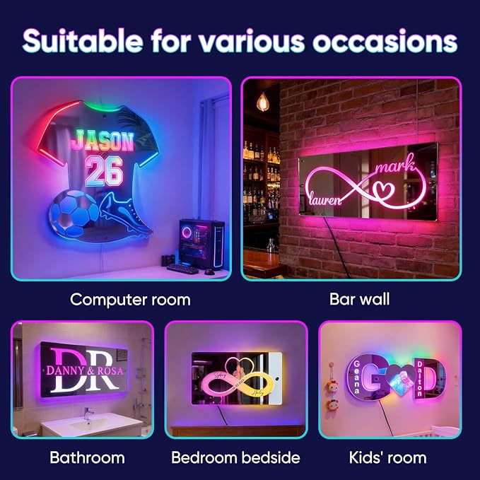 VEELU Personalized Soccer Jersey Mirror Neon Sign