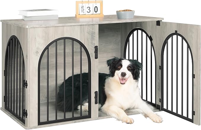 Hzuaneri 39.4" Wooden Dog Crate Furniture, Indoor Dog Kennel Dogs Cage
