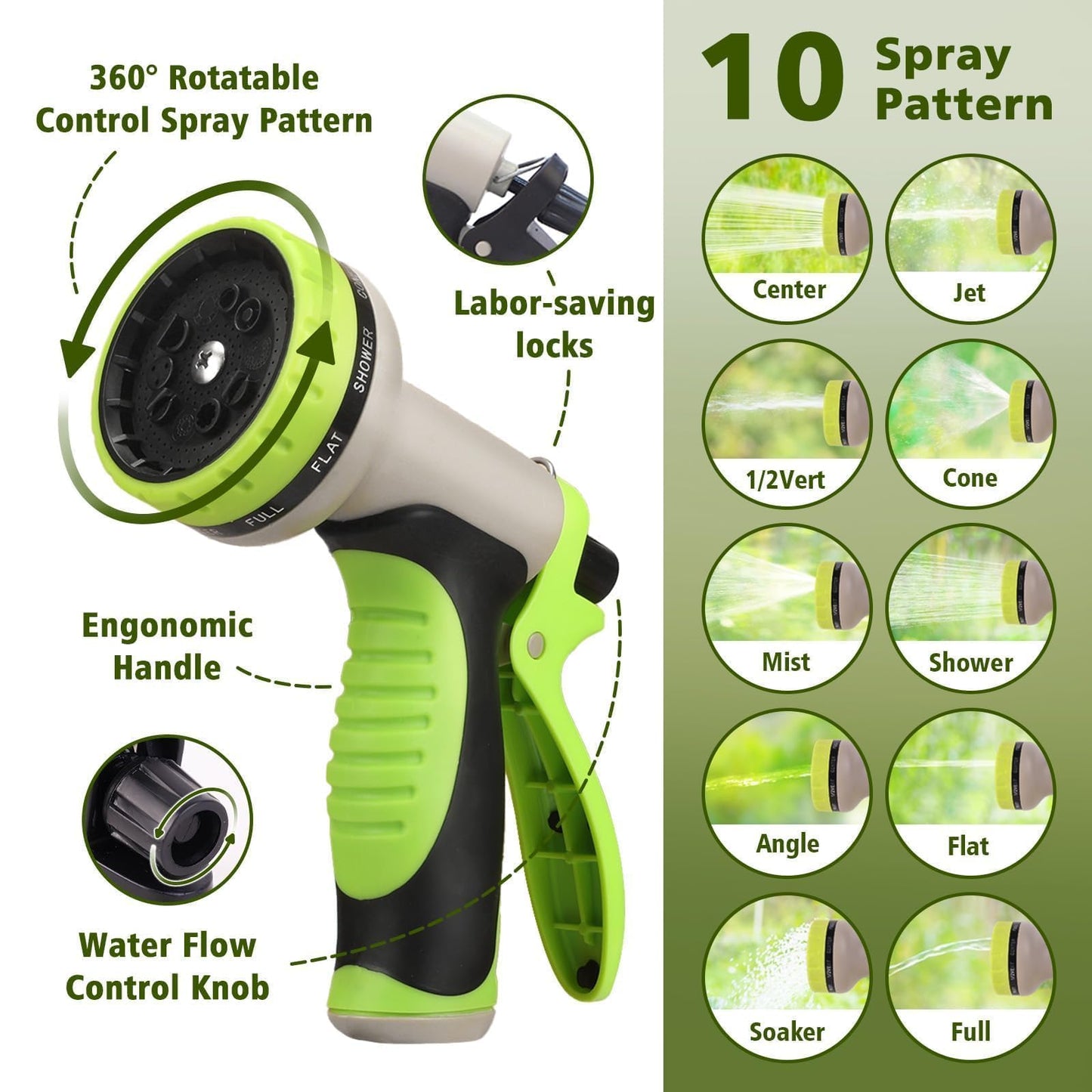 Svansea Metal Garden Hose 50ft Stainless Steel Hose Heavy Duty Flexible Water Hose with 10 Way Spray Nozzle Durable 3/4 Solid Brass Fittings-Outdoor Yard Lightweight No Kink Collapsible Water Pipe