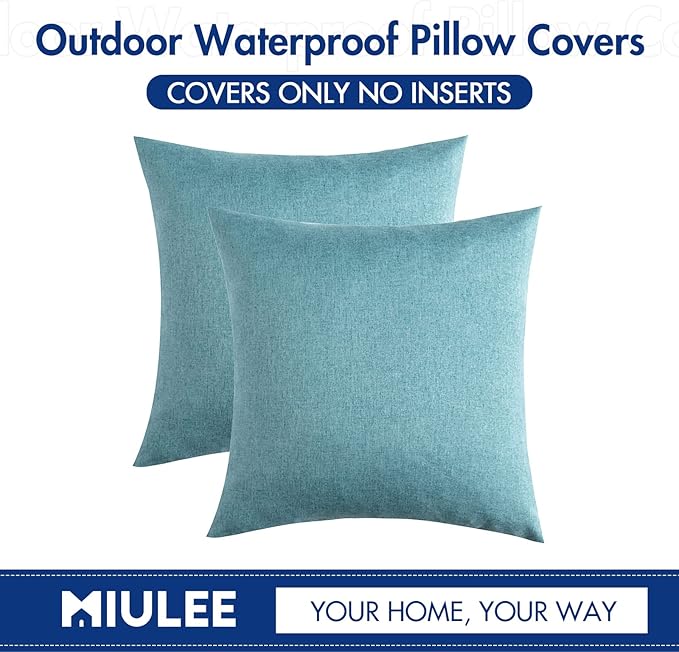 MIULEE Pack of 2 Decorative Outdoor Solid Waterproof Throw Pillow Covers Faux