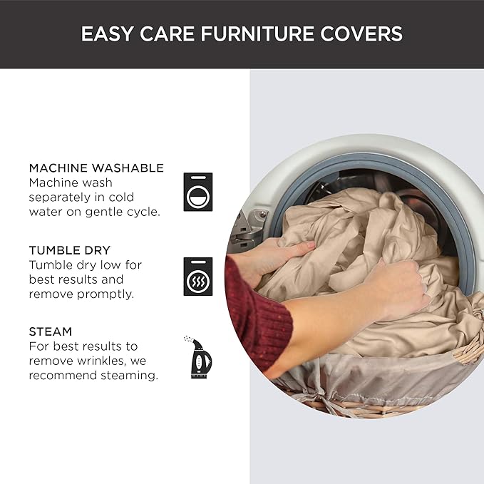 SureFit Cotton Duck Armchair Box Cushion One Piece Slipcover, Chair Cover