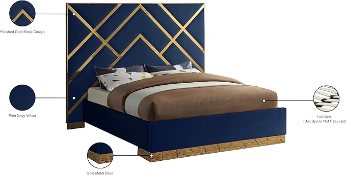 Meridian Furniture VectorNavy-Q Vector Collection Modern | Contemporary Velvet