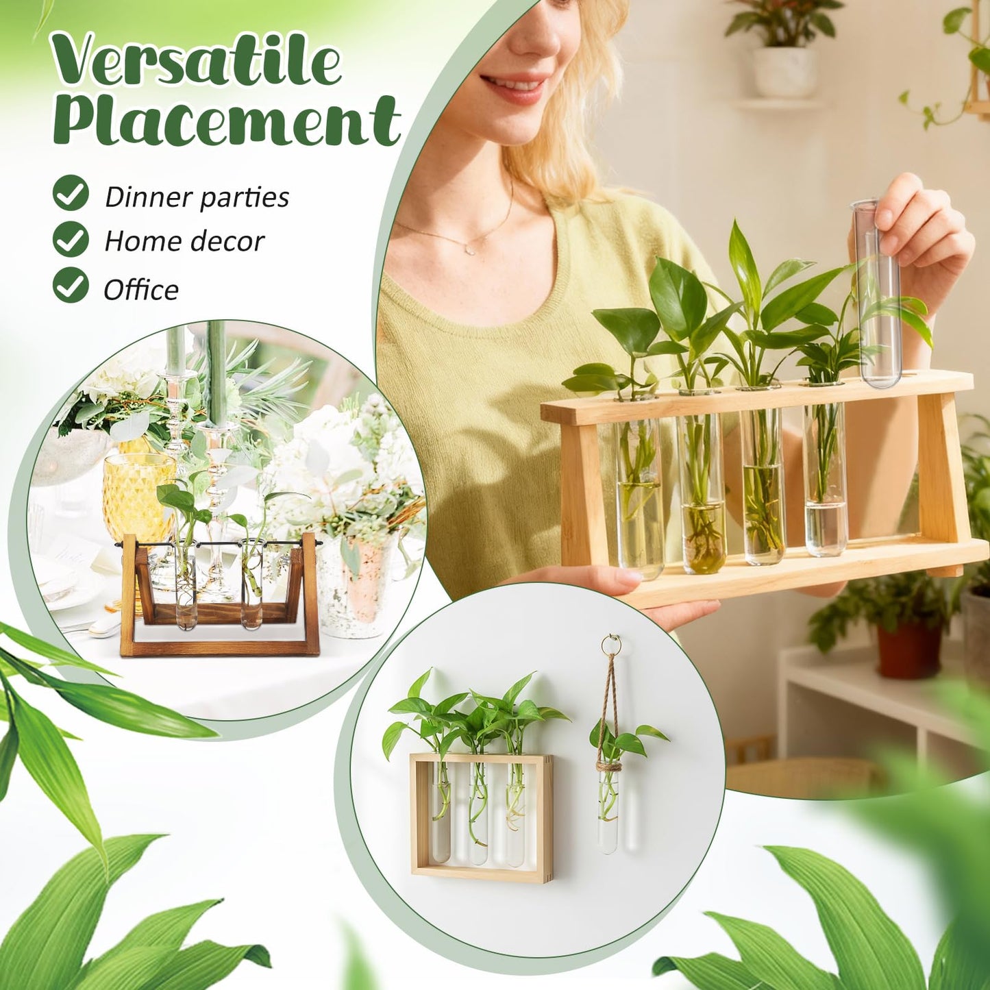 OUNONA 5pcs Glass Test Tube Flower Vases for Plants Propagation Hydroponic Small Terrarium Tubes 2.5x3x11cm for Home Décor