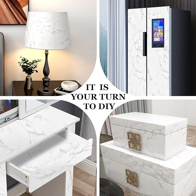 practicalWs Marble Paper Granite Gray/White Roll Kitchen Countertop Cabinet