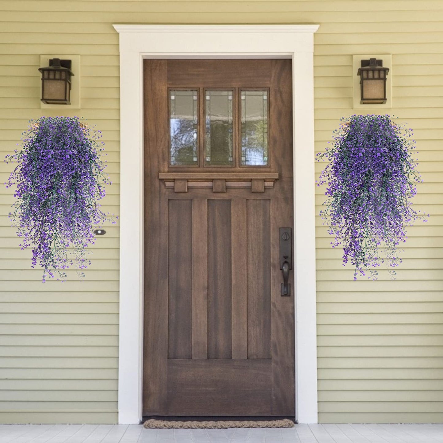 RECUTMS Vine Plant Fake 4 Pcs Ferns Plants Large Faux Artificial Hanging Plants Wall Plants Fake Ivy Room Decor Home Garden Wedding Party Indoor Outdoor Decorations(Purple 4P)