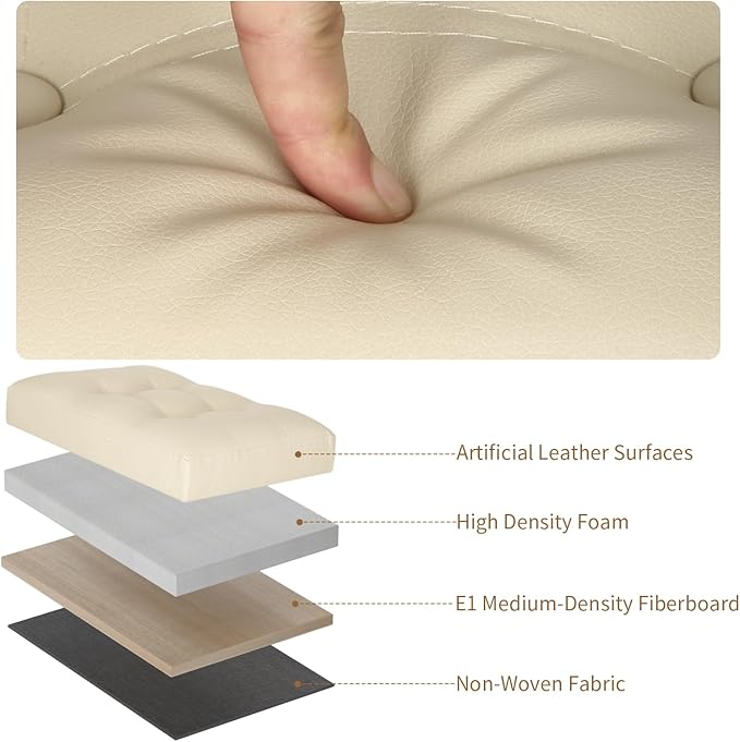 BelugaHelper Storage Ottoman Foot Rest Stool, Folding Leather Footstool Bench