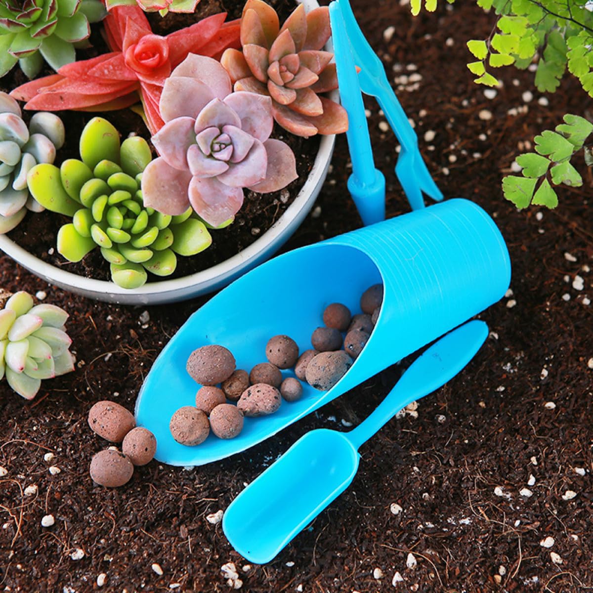 CHILDWEET 5pcs Plastic Soil Scoops for Garden Planting Portable Succulent Soil Shovel Set Multi-Color Handles Lightweight Hand Tools for Potted Plants