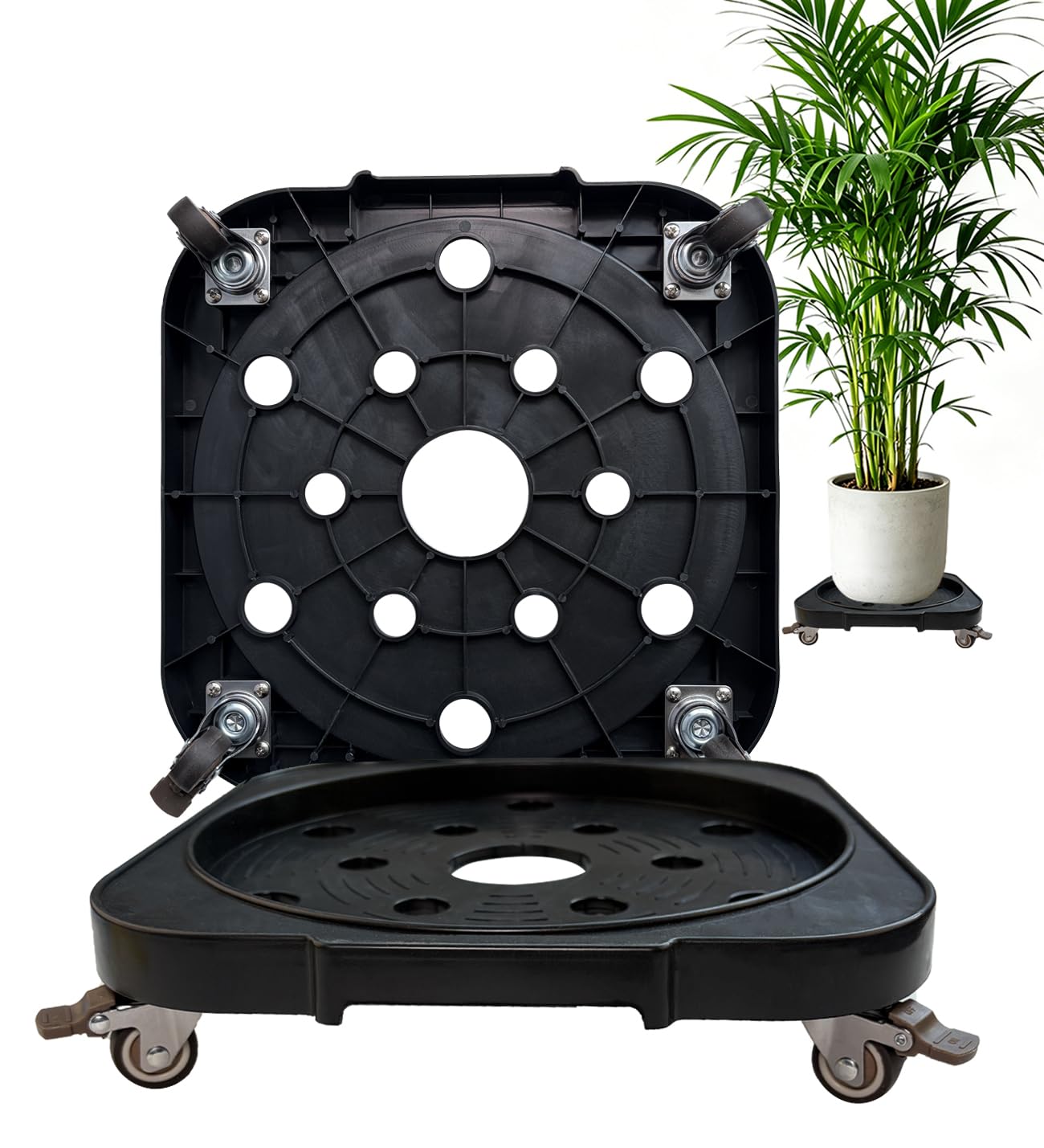 11" 5-Gallon Water Bottle Jug Caddy with 4 Rolling Swivel Casters - Heavy-Duty 5-Gallon Bucket Dolly & Plant Stand, Blue