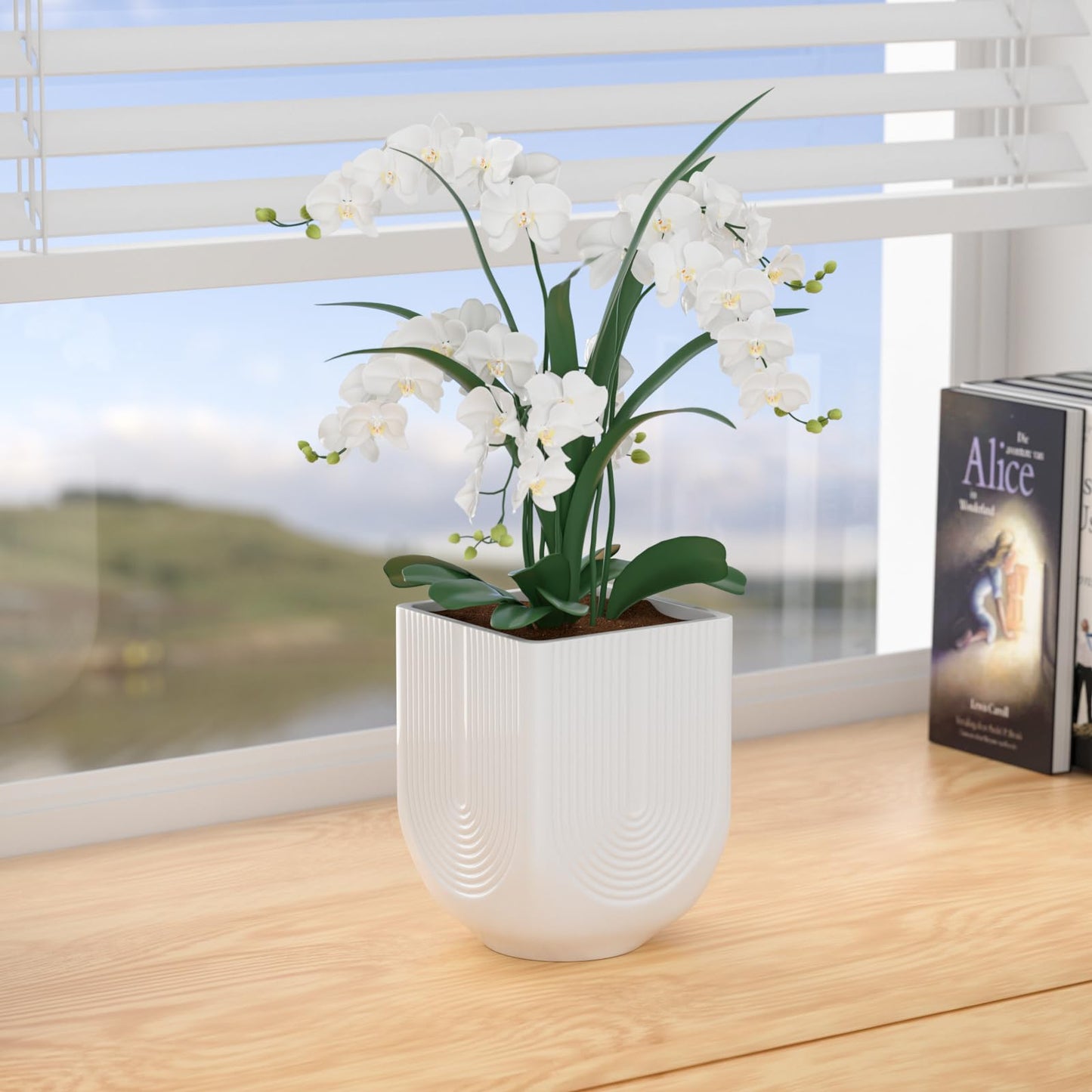 XiHuaer Ceramic Planter, 6 Inch Plant Pot with Drainage Hole, Indoor Outdoor Planter Flower Pots, White Pot for Plants